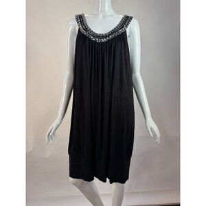 Marc Bouwer Black Sleeveless Embellished Dress 1X Rayon/Spandex Made In China